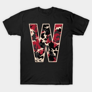 Initial Capital Letter W Camo Alphabet Gift Women Men T-Shirt